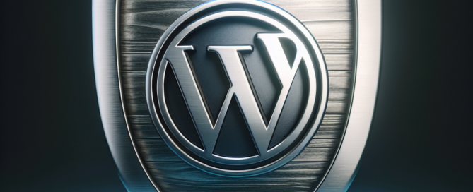 An image of a shield with a WordPress logo, representing protection against online threats.